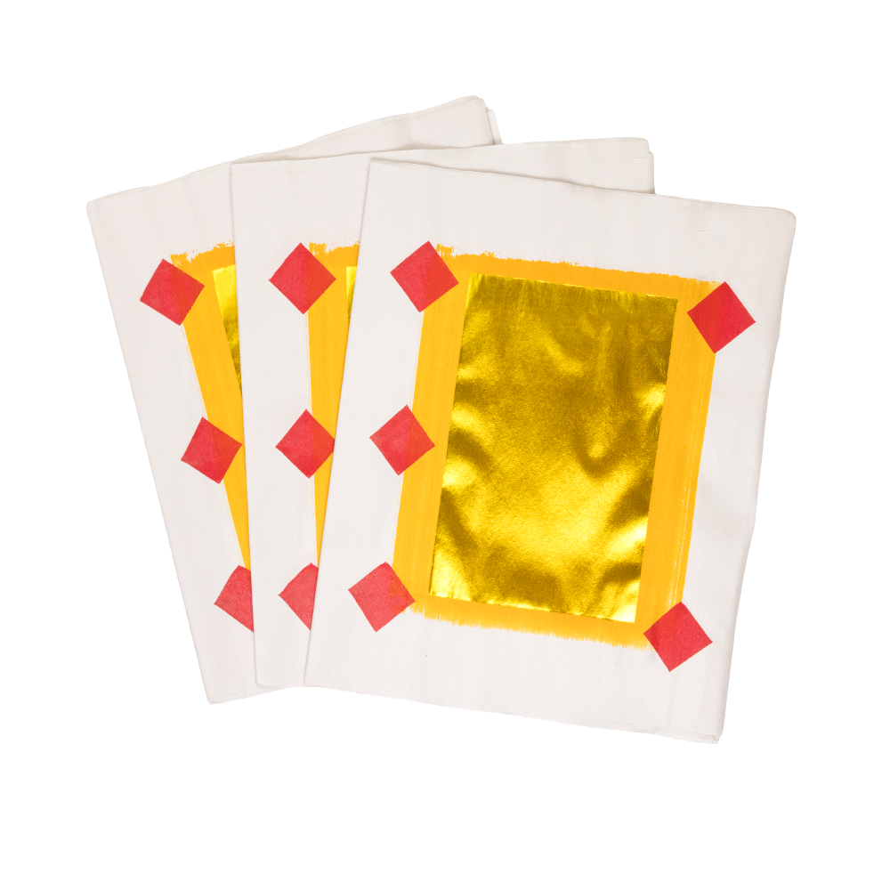 Traditional Gold and Silver Joss Paper Red Diamond - 20.5" x 13"