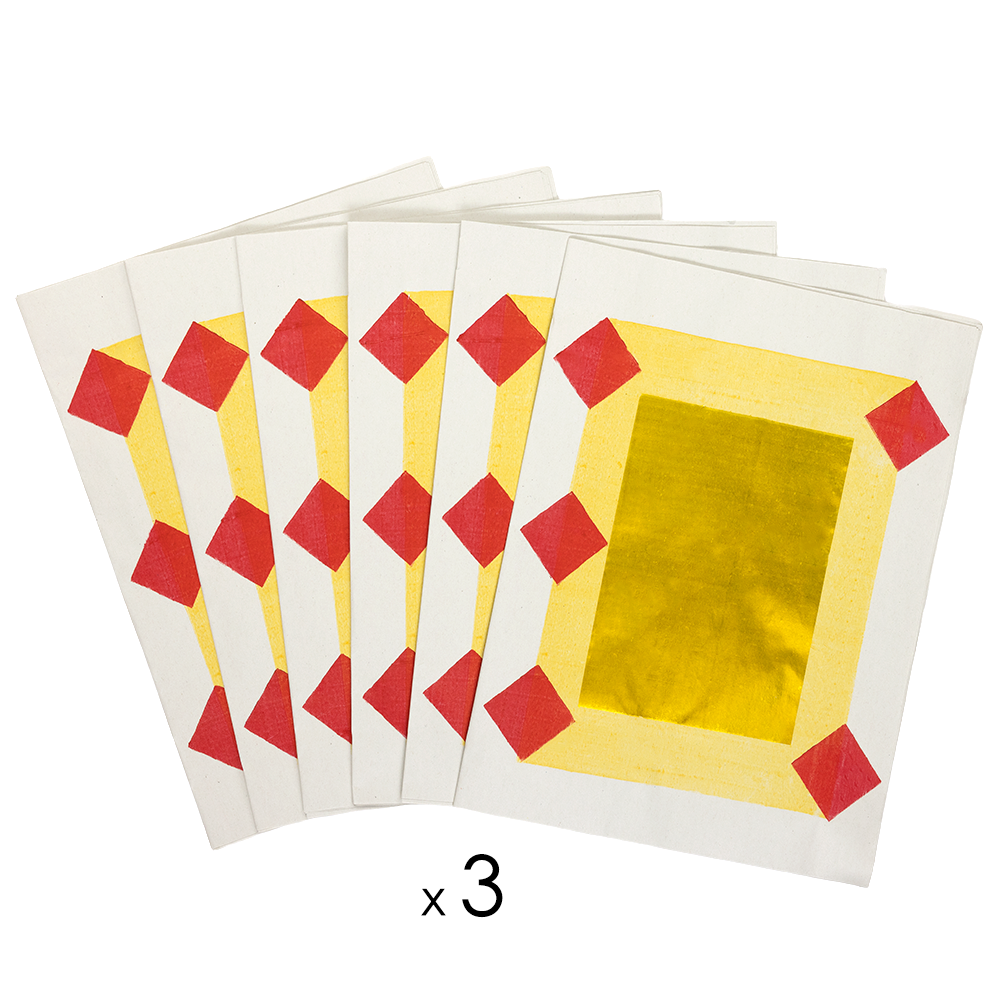 Traditional Gold and Silver Joss Paper Red Diamond - 20.5" x 14"