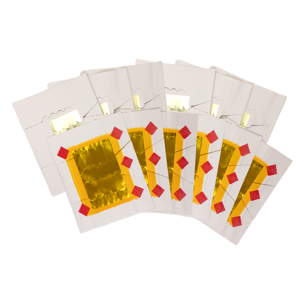 Hmoob Pre-Cut Traditional Gold and Silver Joss Paper Red Diamond - 14" x 10"