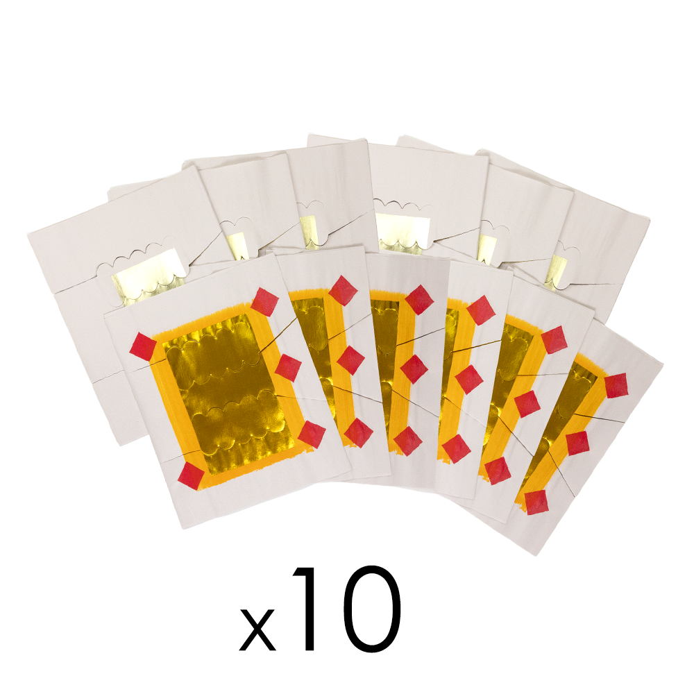 Hmoob Pre-Cut Traditional Gold and Silver Joss Paper Red Diamond - 14" x 10"