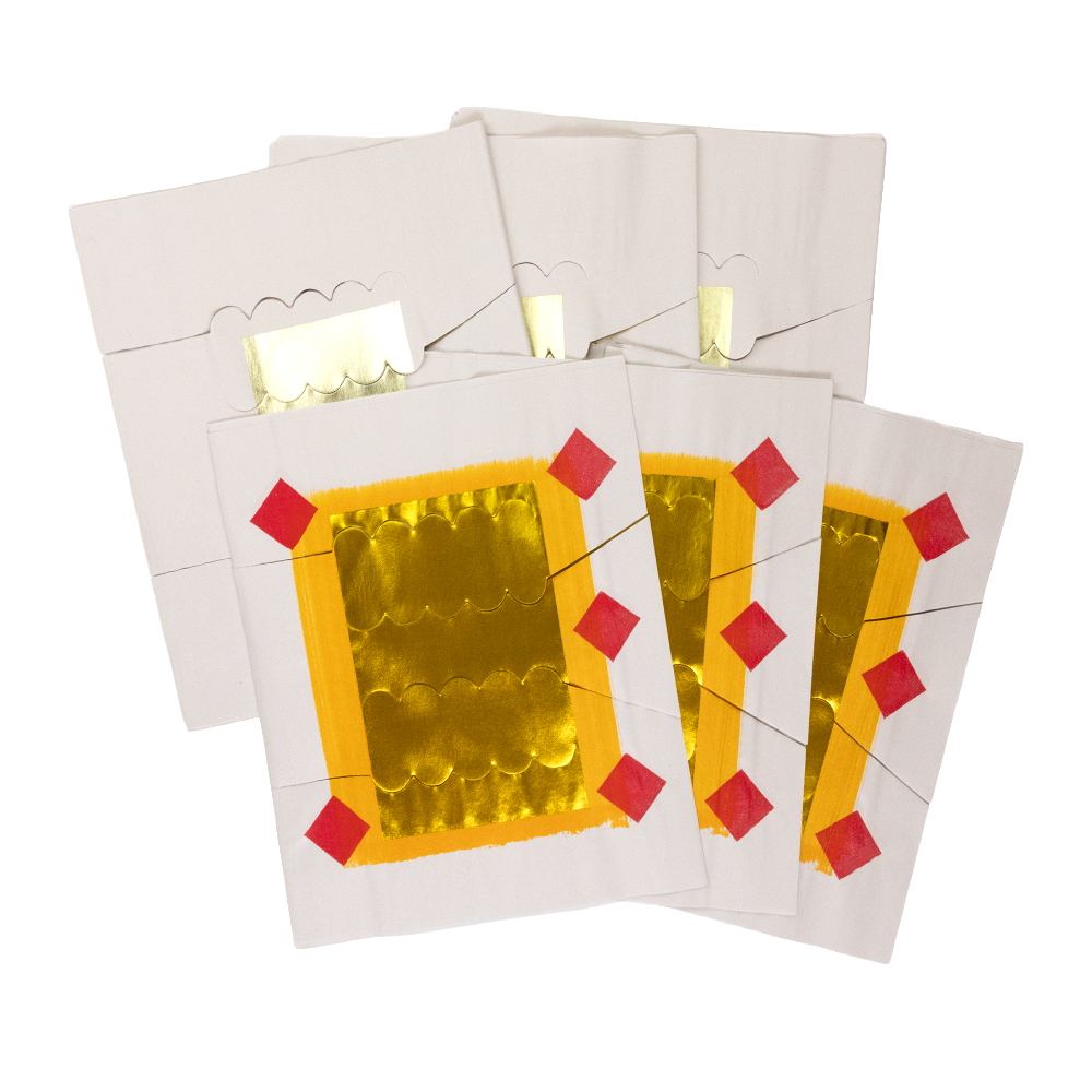 Hmoob Pre-Cut Traditional Gold and Silver Joss Paper Red Diamond - 14" x 10"
