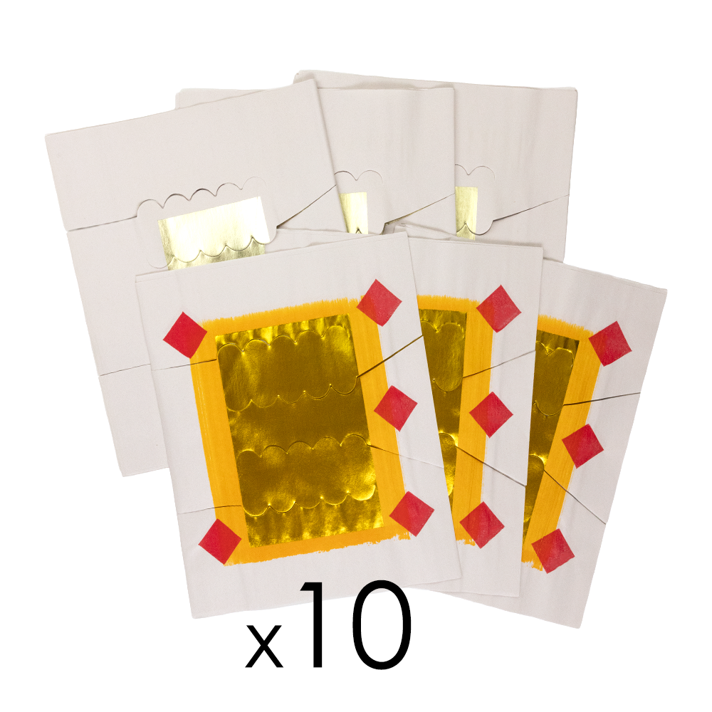 Hmoob Pre-Cut Traditional Gold and Silver Joss Paper Red Diamond - 14" x 10"