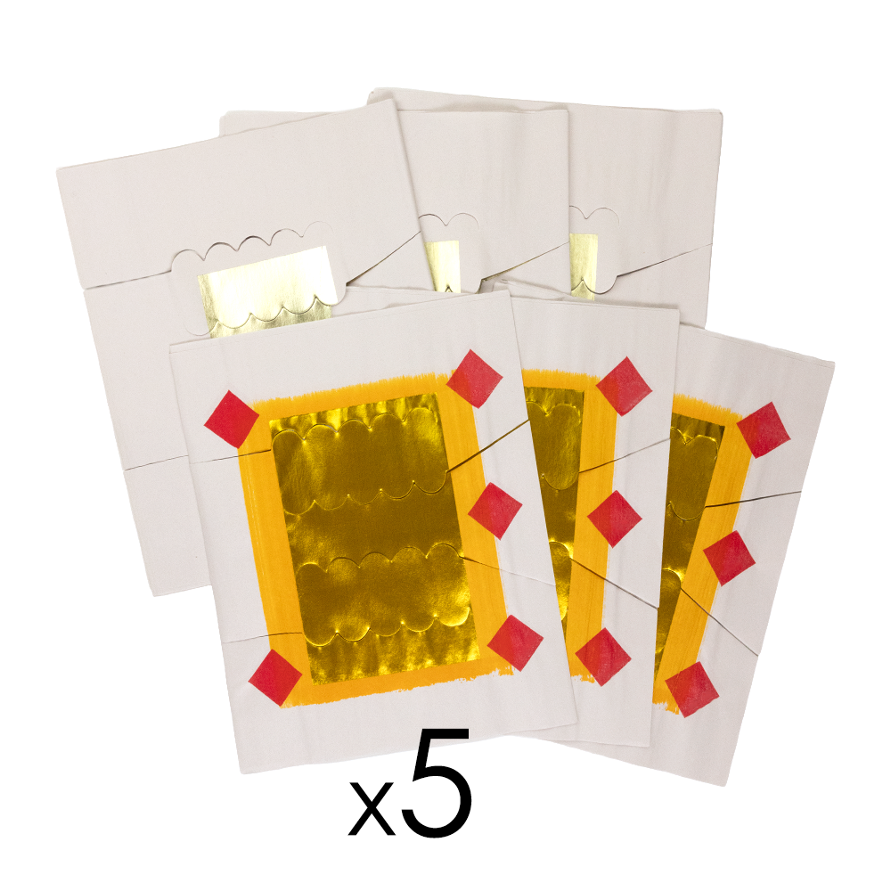 Hmoob Pre-Cut Traditional Gold and Silver Joss Paper Red Diamond - 14" x 10"