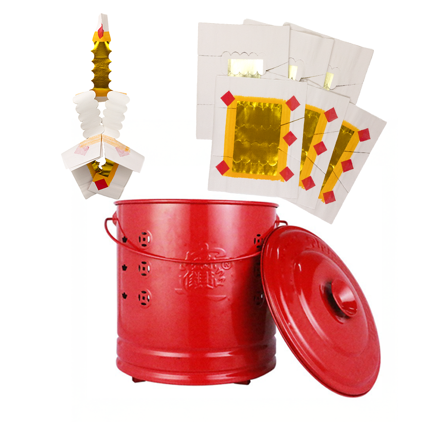 Gold/Red Premium Stainless Steel Joss Paper Burner – The Can of Wealth