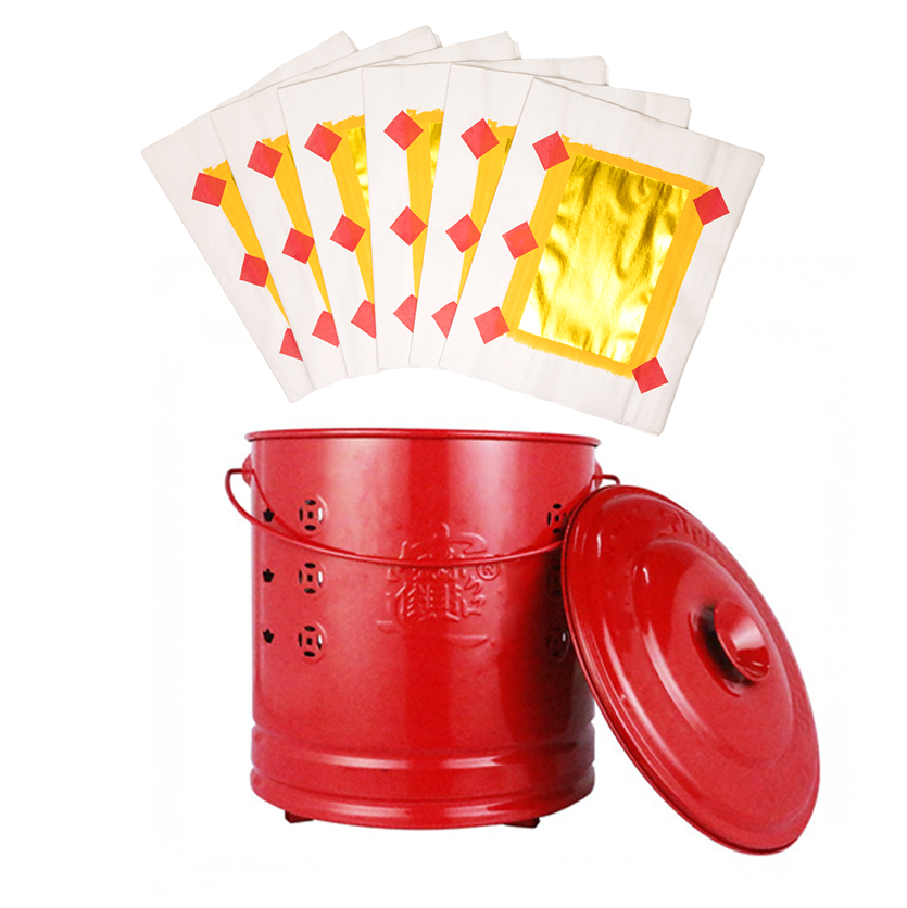 Gold/Red Premium Stainless Steel Joss Paper Burner – The Can of Wealth