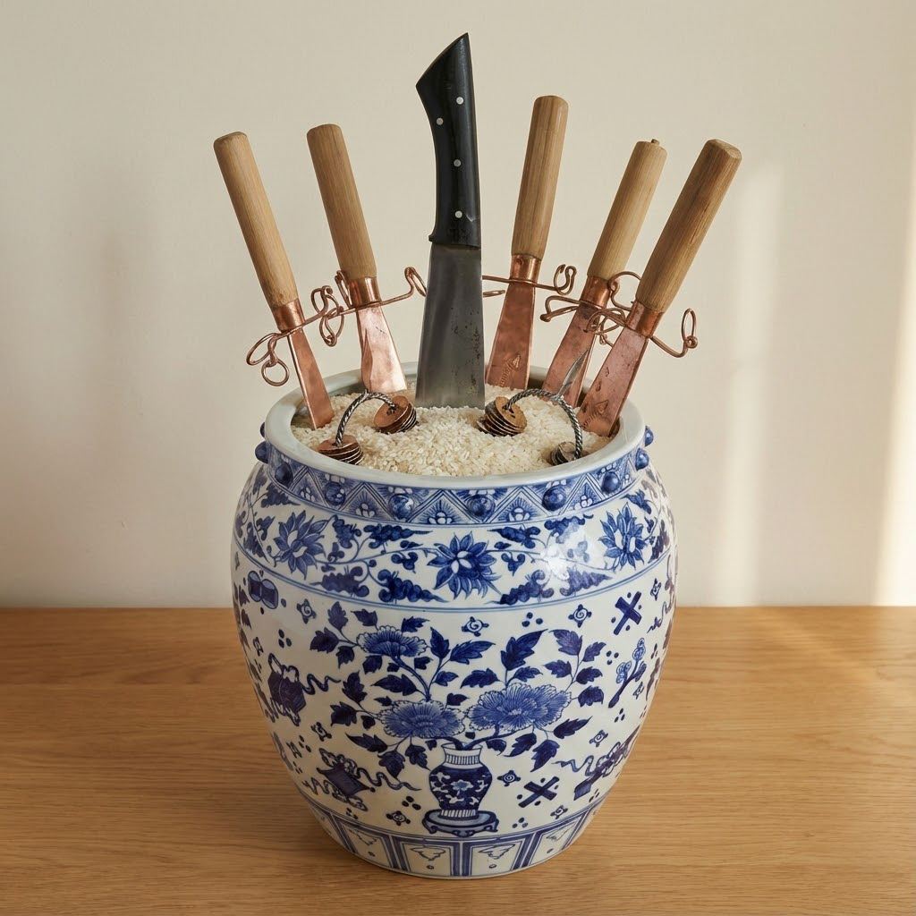 Handmade Blue & White Ceramic Vase – Traditional Peony & Auspicious Symbol Motif