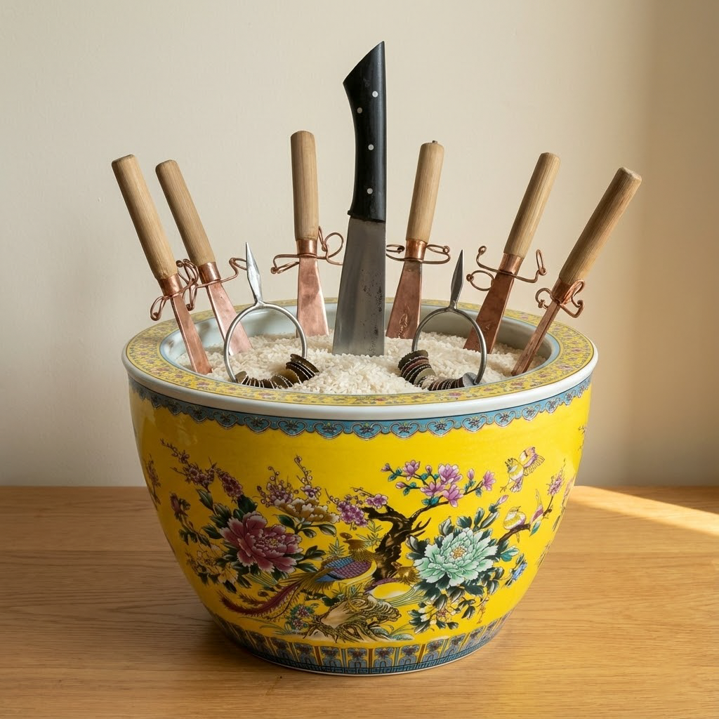 Handmade Imperial Yellow Ceramic Vase - Bird & Peony Spiritual Harmony