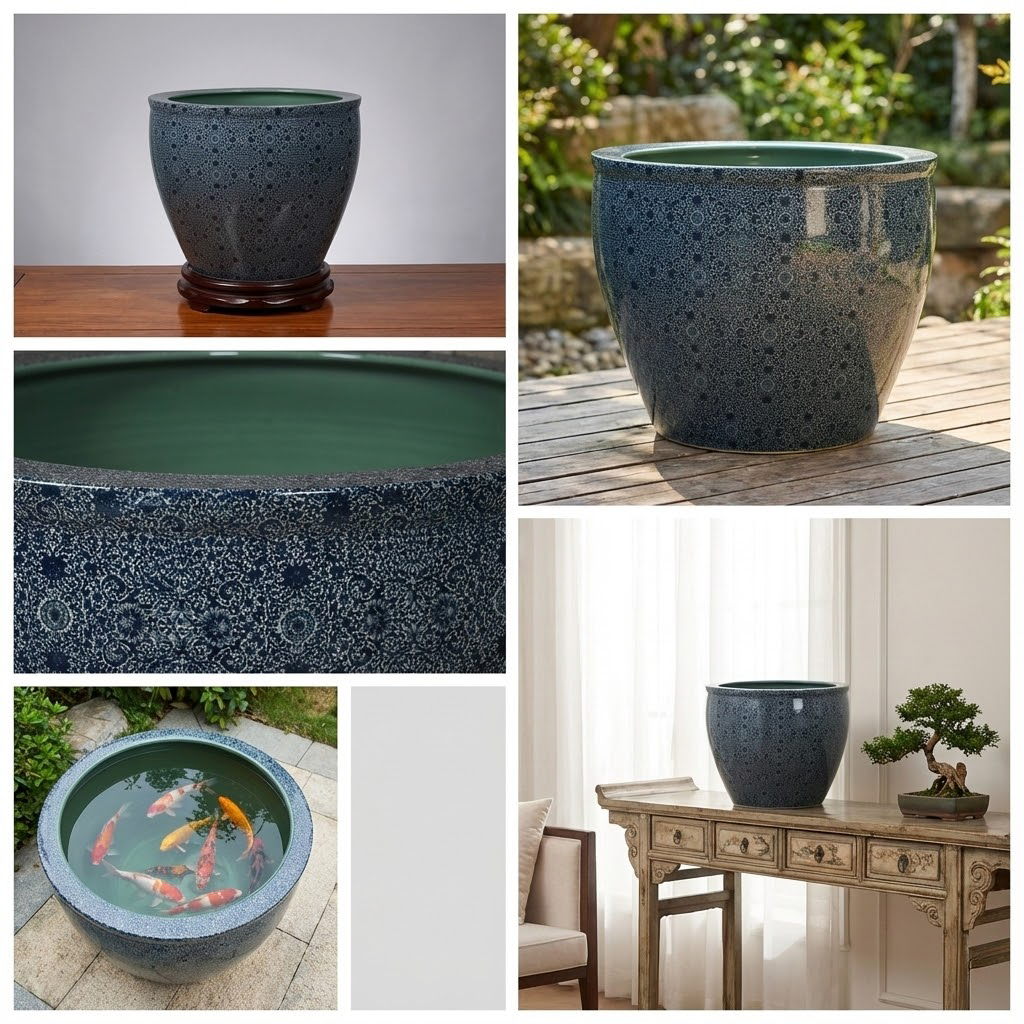 Hand-Crafted Midnight Garden Ceramic Vase - Vessel of Spiritual Tradition