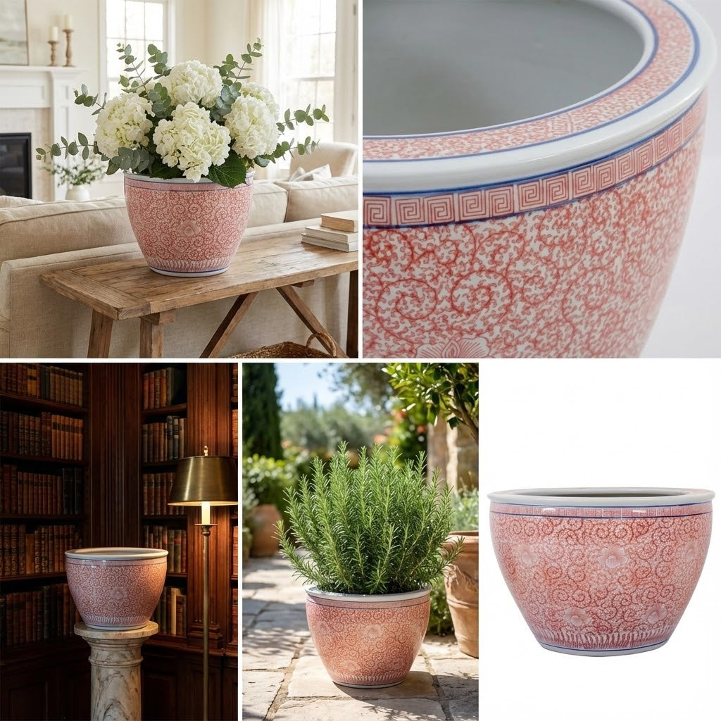 Handmade Coral Red Ceramic Vase - The Eternal Lotus